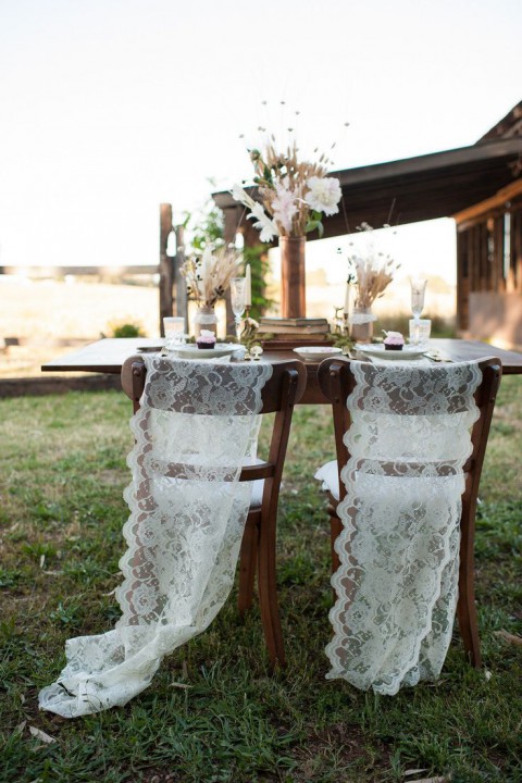 Adorable chair decoration ideas! - weddingfor1000.com simple lace