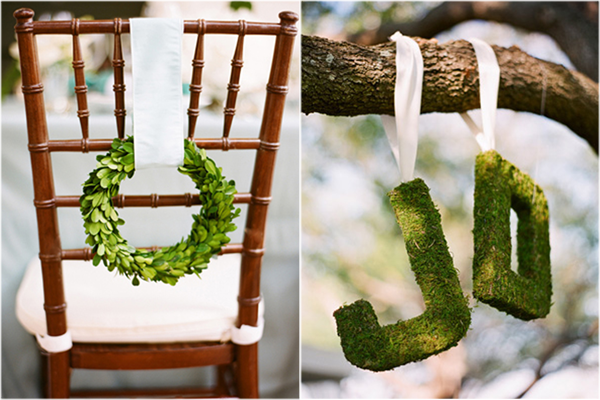 Adorable chair decoration ideas! - weddingfor1000.com wreath and greenery letters