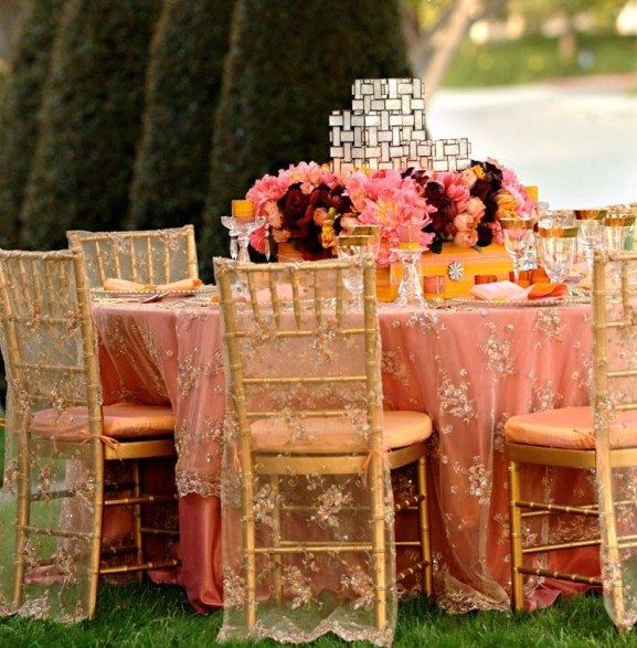 Gold Lace Overlay - Chair Decor