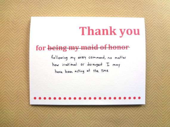 Maid of honour thank you sale message