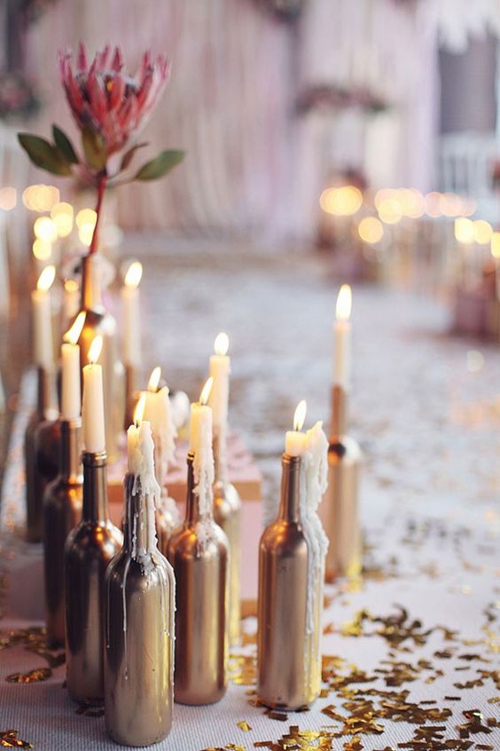 candles and wine centerpieces weddingfor1000.com