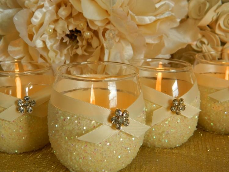 Decoration Shinning Candle Glitter Glass Holder 2 Wicks Scented Jar Candle