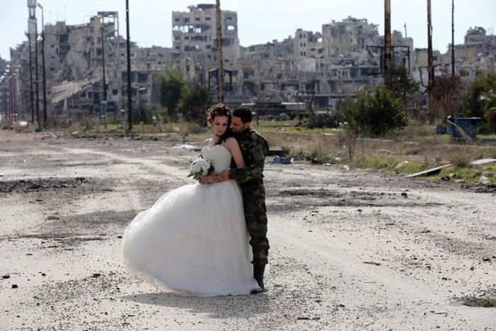 beautiful newlyweds in war-torn Syria