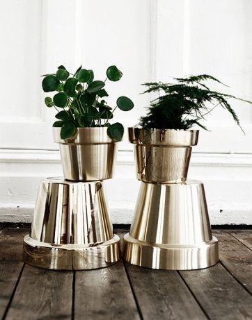 potted plants in gold weddingfor1000.com non-floral centerpieces