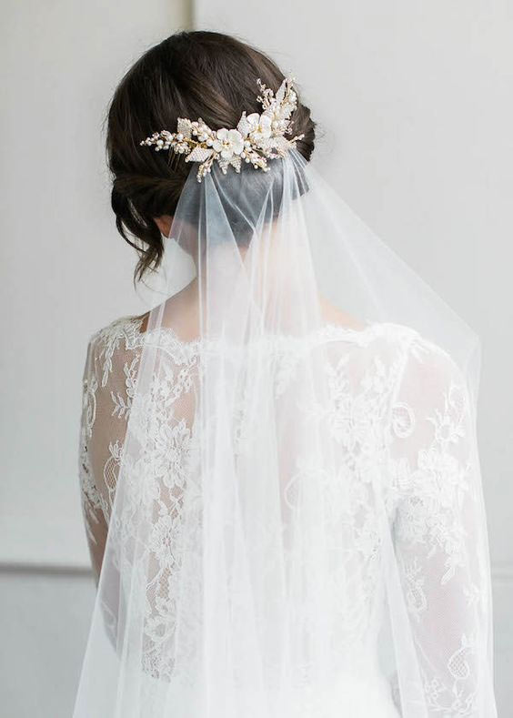 your wedding day look - veil in back