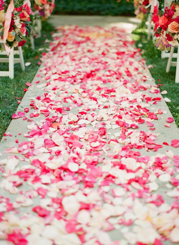 DIY flower petal aisle runner - weddingfor1000.com