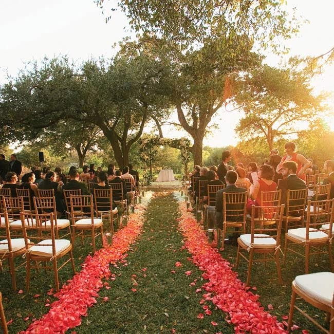 Ombre Wedding Aisle Runner with flower petals - weddingfor1000.com