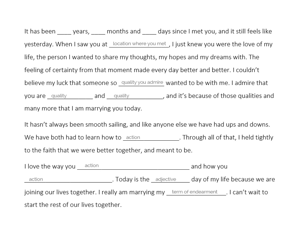 Write Your Wedding Vows With Our Wedding Vows Worksheeet - weddingfor1000.com